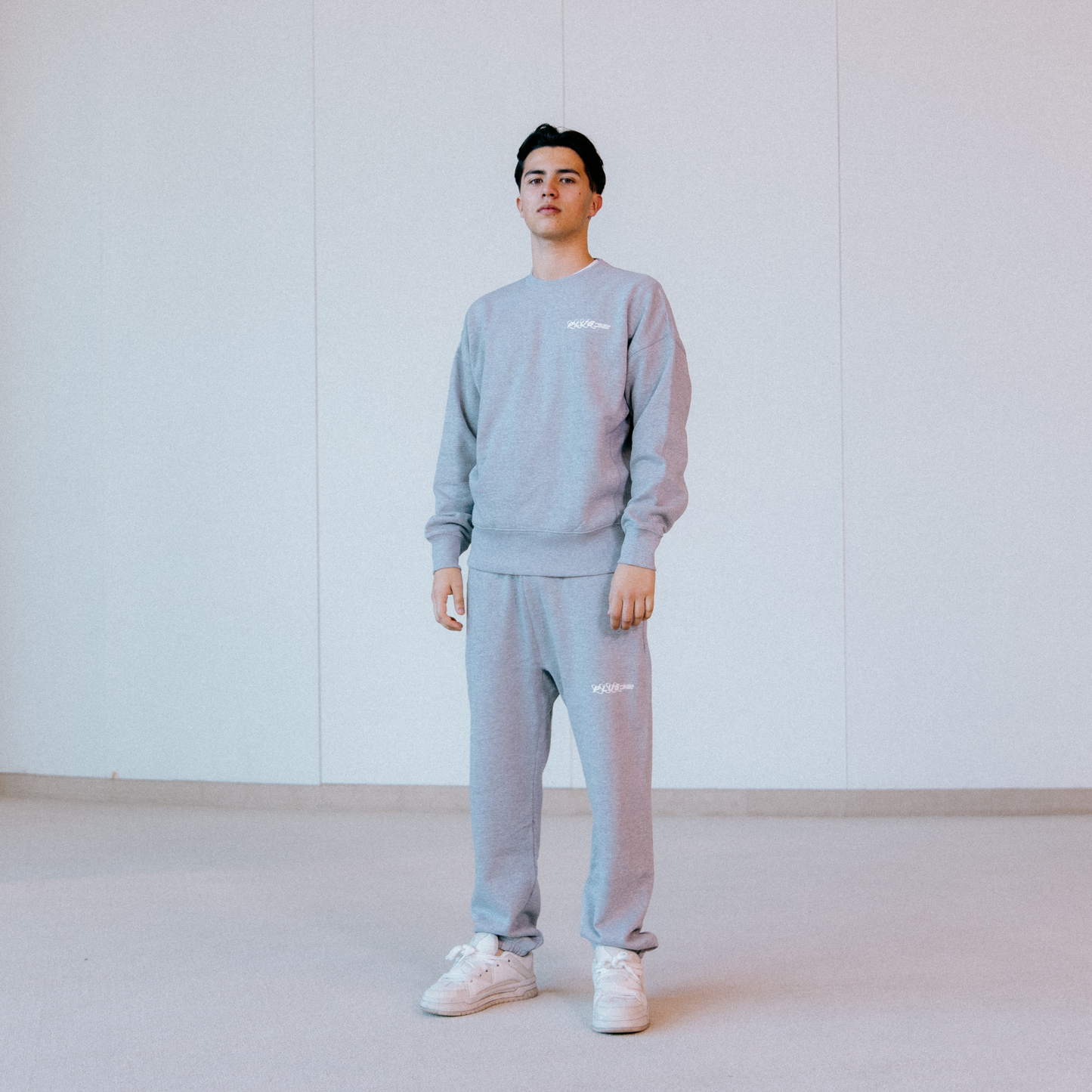 Heavyweight Tracksuit Grey Futuristic Back & Front PLUS32™ Logo