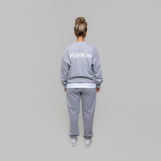 Heavyweight Tracksuit Grey Futuristic Back & Front PLUS32™ Logo